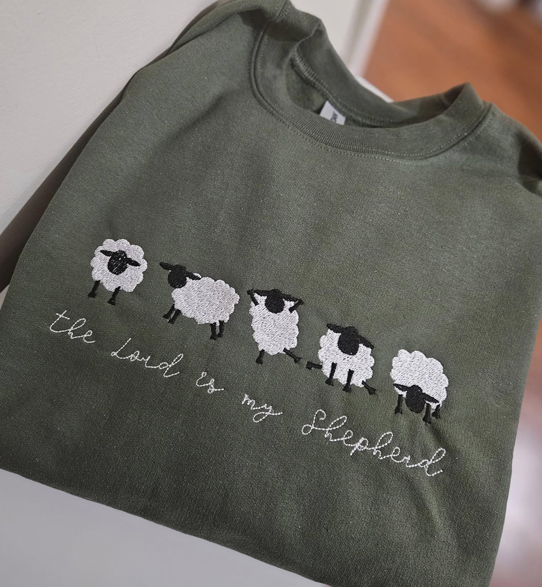 Embroidered 'The Lord is My Shepherd' Machine Embroidery Design Christian Embroidered Clothing, Bible Verse Hoodie, Christian Gift, Gift for Her